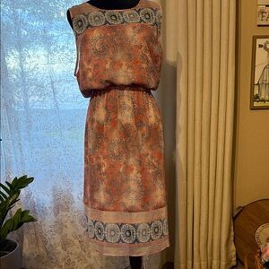 Lucky Brand Coral and Blue Paisley Midi Dress, size XL, NWT